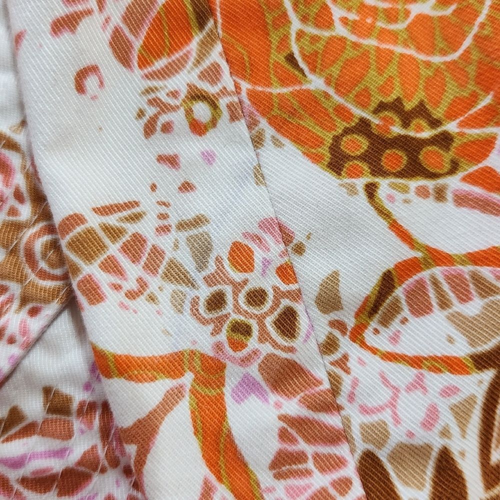 Nordstrom 1901 Retro Orange Pink Floral Belted Straight Pencil Skirt Size 8 Boho - Picture 8 of 10